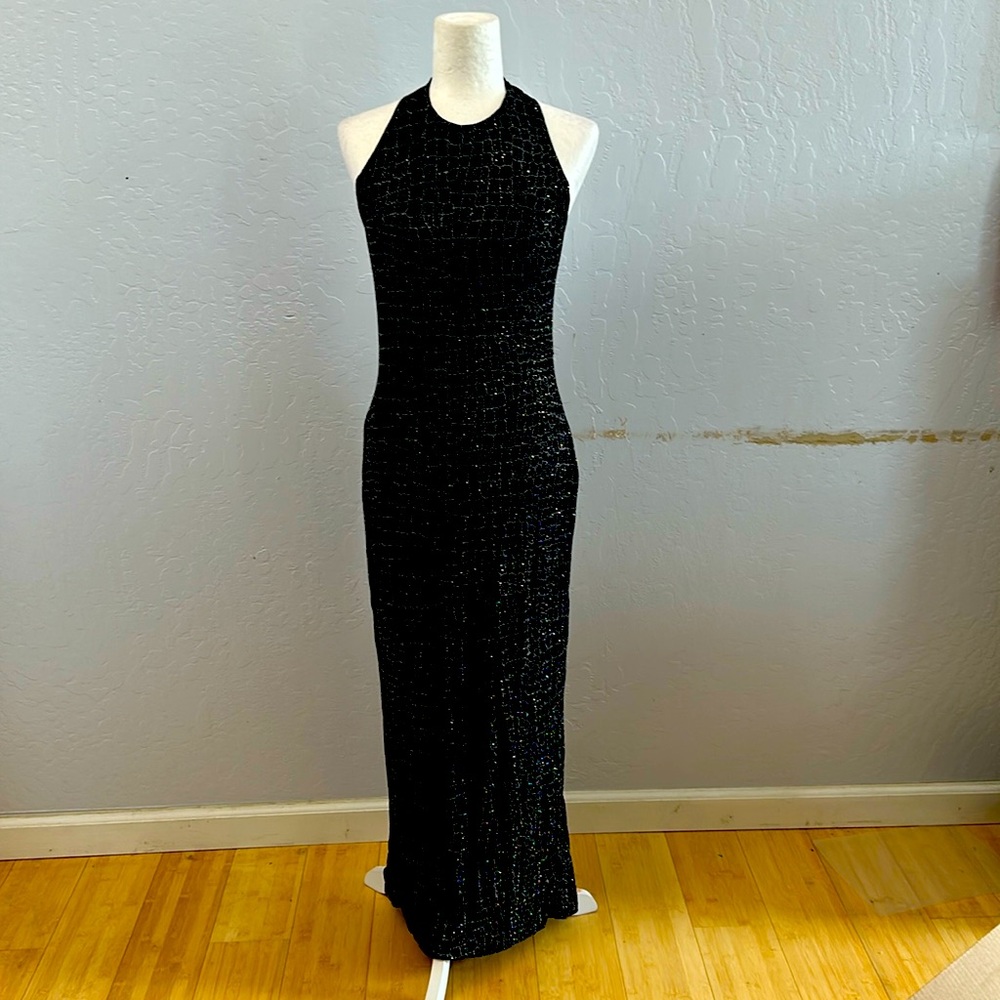 Scoot  McClintock Black Silver Sequined Opened back Diamond Straps Maxi …